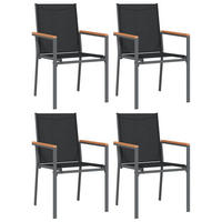 GARTENSTÜHLE 4er Set Schwarz 55/61.5/90 Cm Textilene Und Stahl - Schwarz, Metall (55/90/61.5cm) - vidaXL