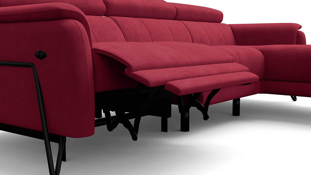ECKSOFA RODEN 4-Sitzer mit Relax, rostrot, Veloursstoff - Rot, Holz/Textil (268/92cm) - Wozimo