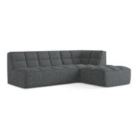 ECKSOFA Beidseitig Strukturstoff Stoff Grau - Schwarz/Graphitfarben, Kunststoff/Textil (258/178cm) - Makamii