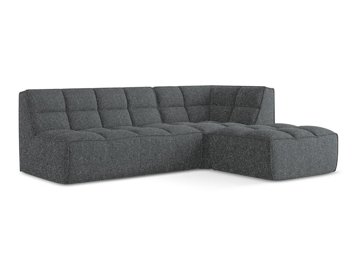 ECKSOFA Beidseitig Strukturstoff Stoff Grau - Schwarz/Graphitfarben, Kunststoff/Textil (258/178cm) - Makamii