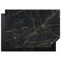 HERDABDECKPLATTE Marmor - Schwarz - Gold - Grau - Marmorstruktur 75x52 cm - Goldfarben, Kunststoff (75/0.2/52cm) - MuchoWow