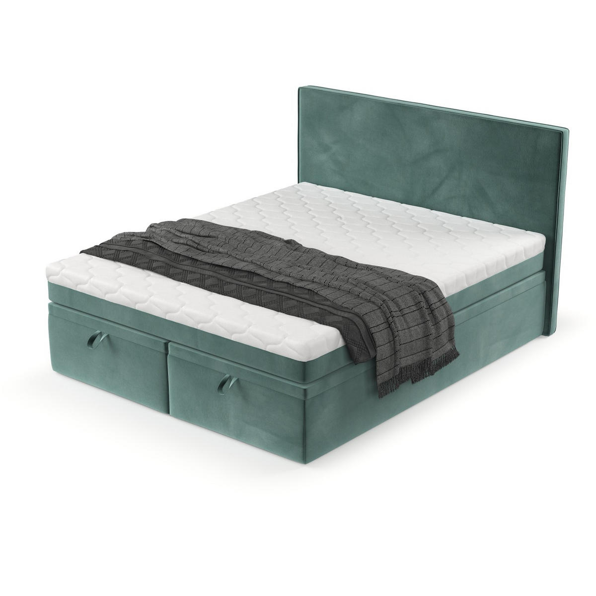 BOXBETT Zalla 160/200 cm Türkis im Kronos Stoff - Türkis/Schwarz, Holz/Holzwerkstoff (160/200cm) - AltaBeds