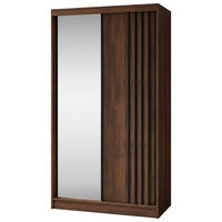 SCHWEBETÜRENSCHRANK Nela II mit Schubladen und Spiegel 120/216/61 Walnuss+Schwarz - Walnussfarben, Holzwerkstoff (120/216/61cm) - Beautysofa