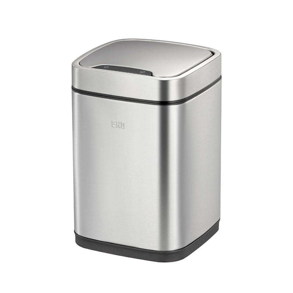 MÜLLEIMER Stilvoller Aus Mattem Edelstahl Mit Sensor & Touch Bedienfeld 6 Liter 31,5 x 21 x 21 cm Silber - Silberfarben, Metall (21/31.5/21cm) - PROREGAL