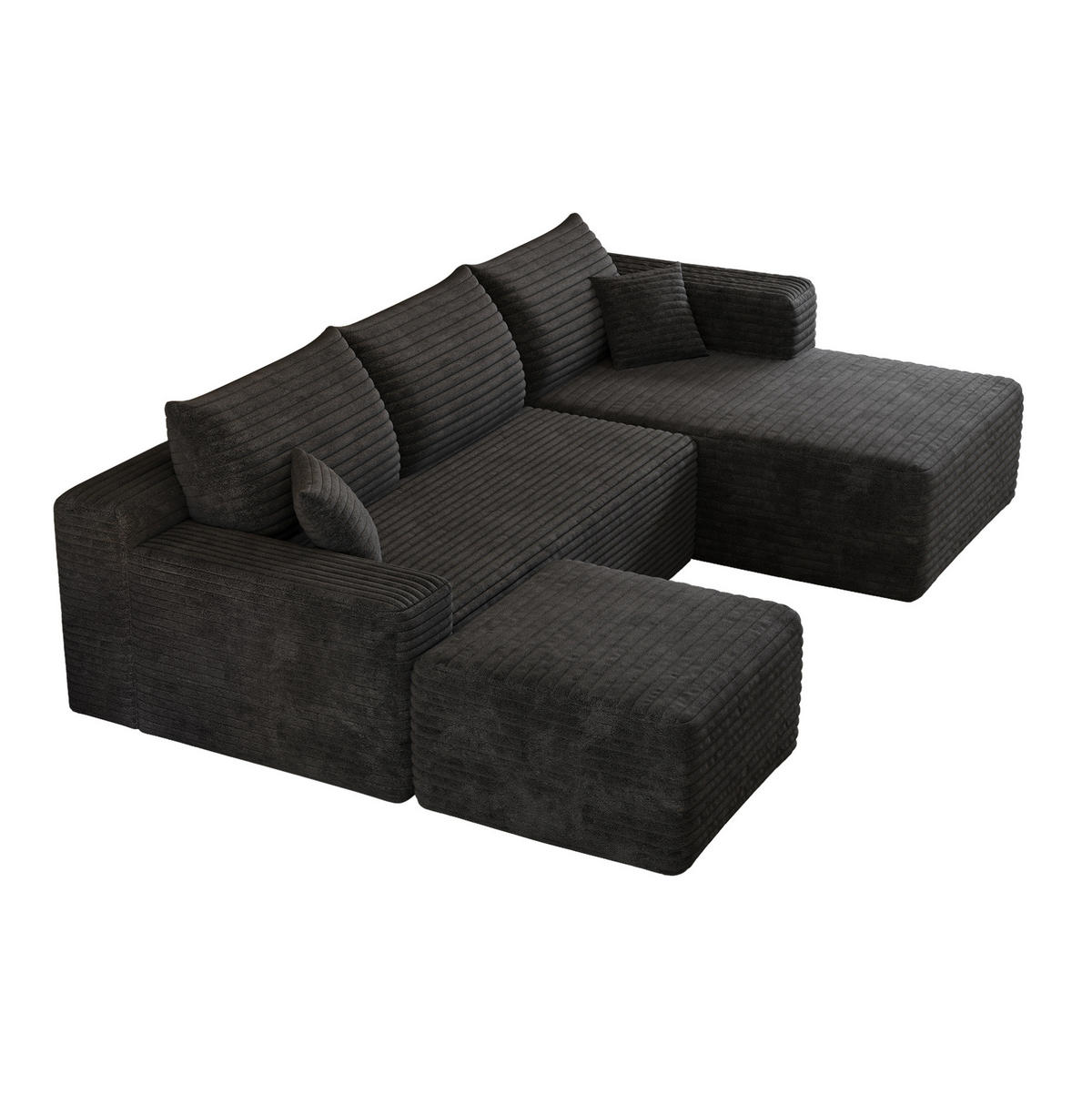 ECKSOFA 241/151/58 cm schwarz aus Stoff ohne Montage - Schwarz, Textil (151/241cm) - OKWISH