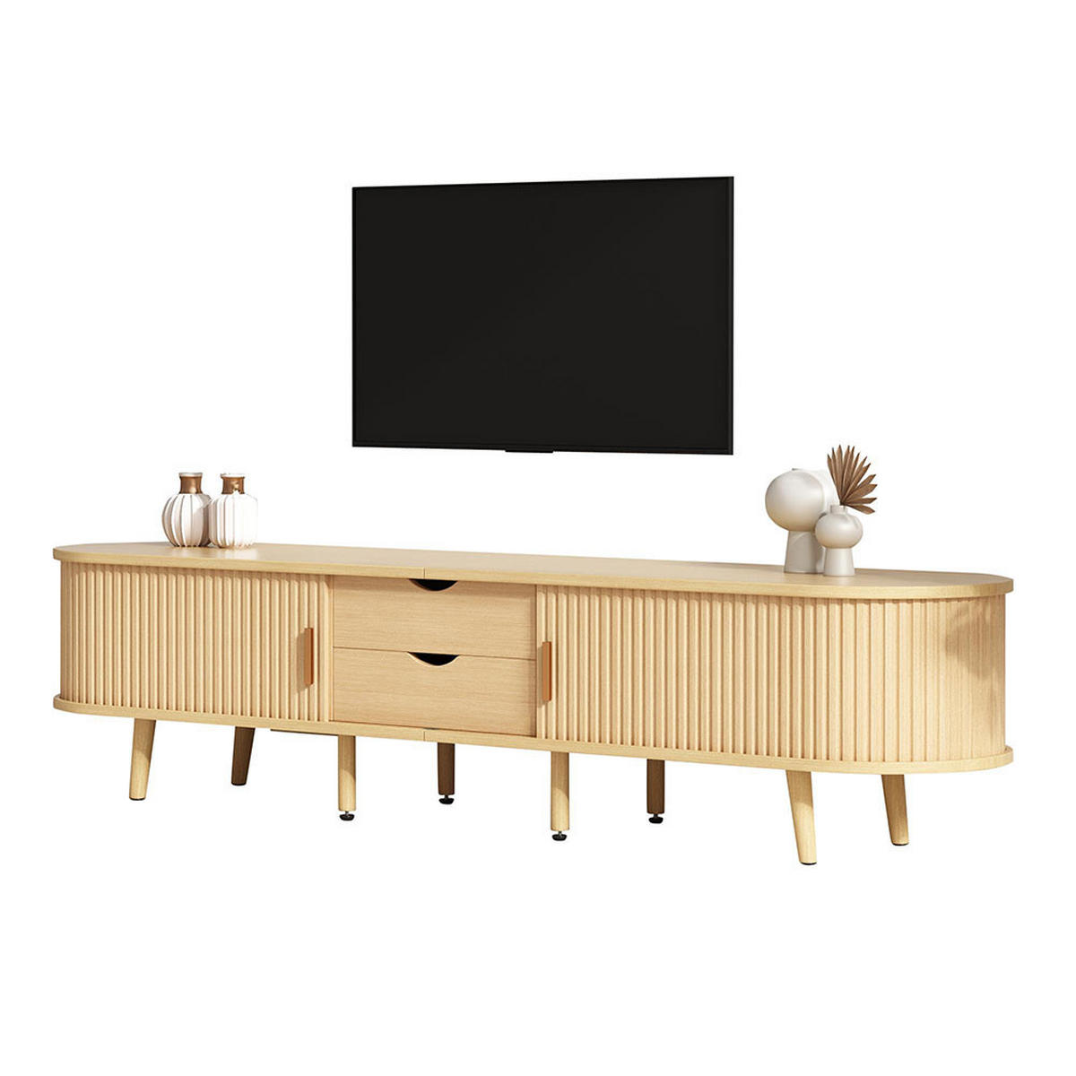 TV-STÄNDER in Eiche farben mit Stauraum - Naturfarben, Holz (40/42/175cm) - KOMHTOM