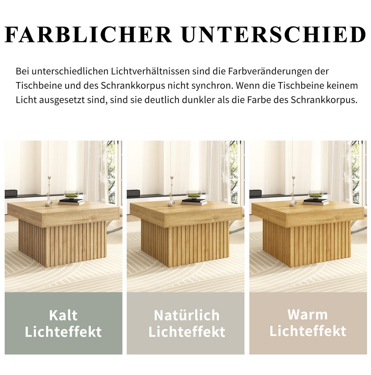 COUCHTISCH aus MDF und Spanplatte 79x79x46 cm Natur pflegeleicht, platzsparend und vielseitig - Naturfarben, Holzwerkstoff (79/79/46cm) - Modfu