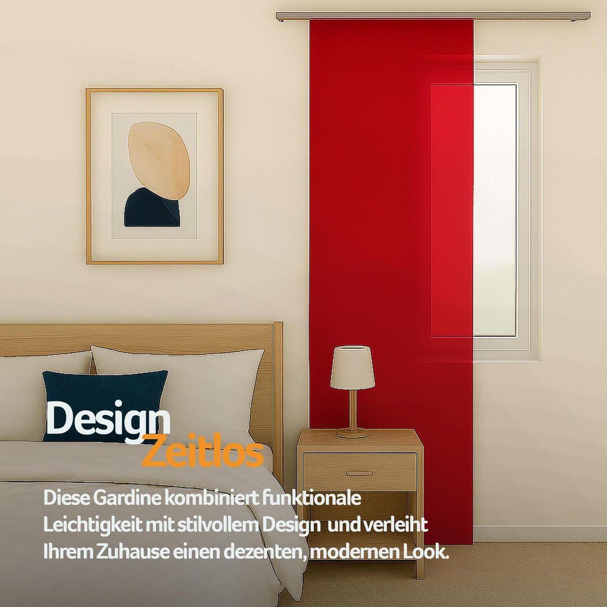 FLÄCHENVORHANG blickdicht 60x245 cm Rot mit Technik - Rot, Textil (60/245cm)