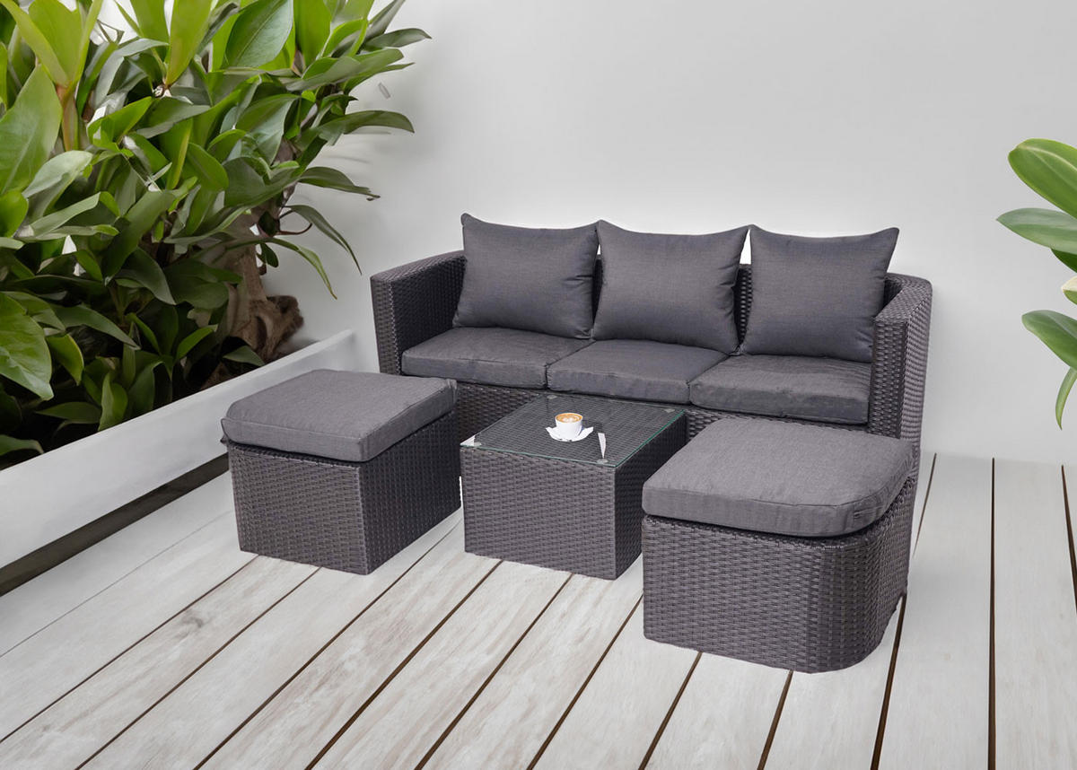 LOUNGE-SET Anthrazit - Anthrazit, Holz - MCW