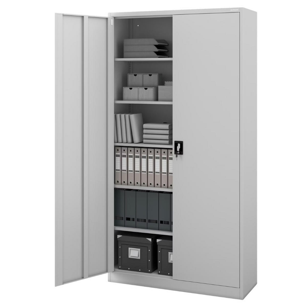 AKTENSCHRANK abschließbar KADO Flügeltüren 220x115x40cm Grau - Grau, Metall (115/220/40cm) - DELUKE