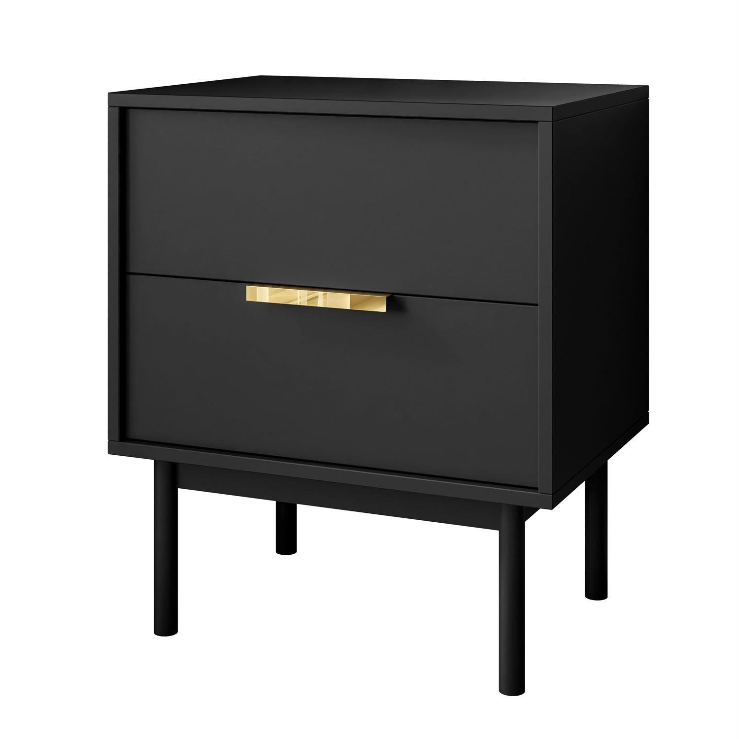 NACHTTISCH MIRACLE mit Schubladen Schwarz - Schwarz, Holzwerkstoff (54/63/39cm) - Lookway