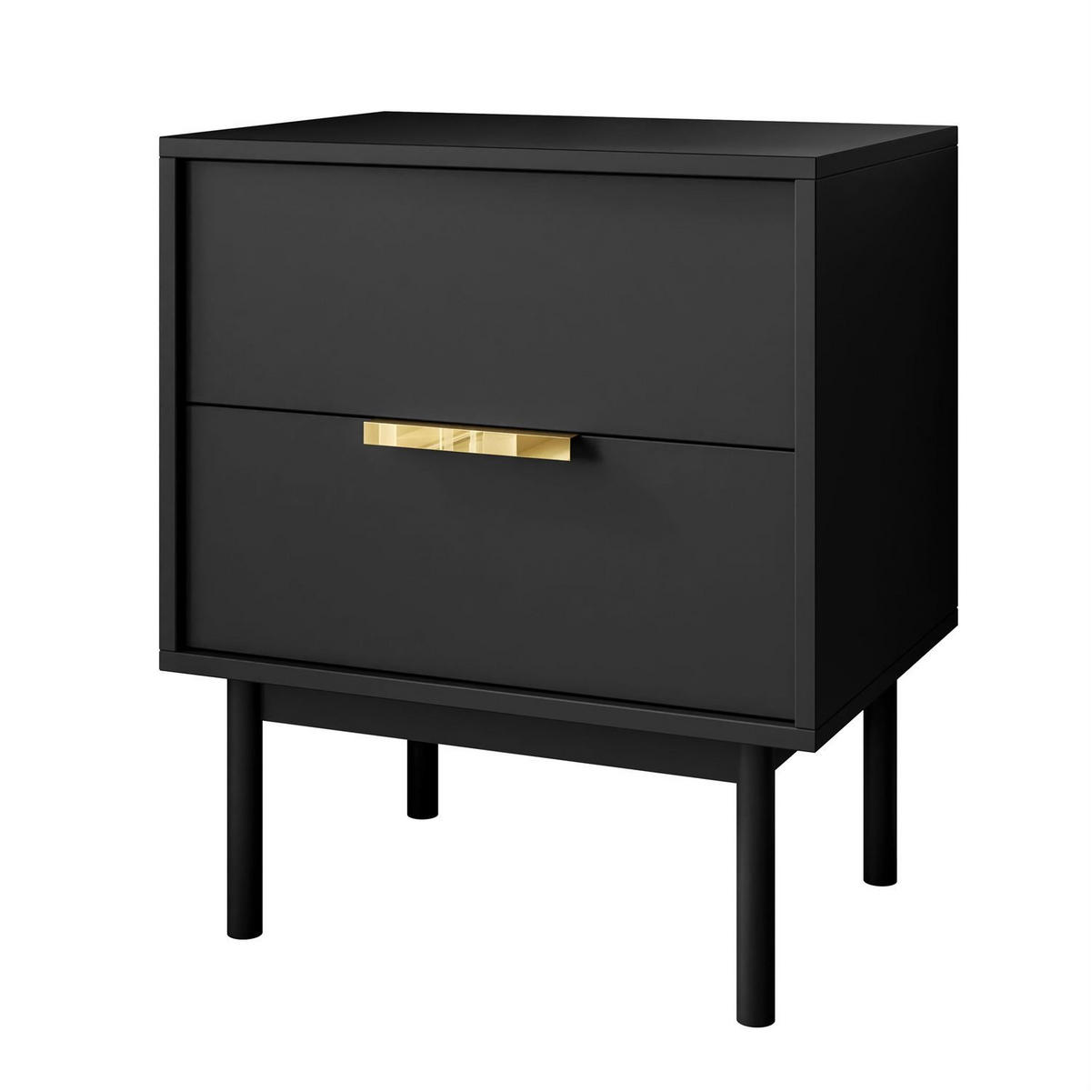 NACHTTISCH MIRACLE mit Schubladen Schwarz - Schwarz, Holzwerkstoff (54/63/39cm) - Lookway