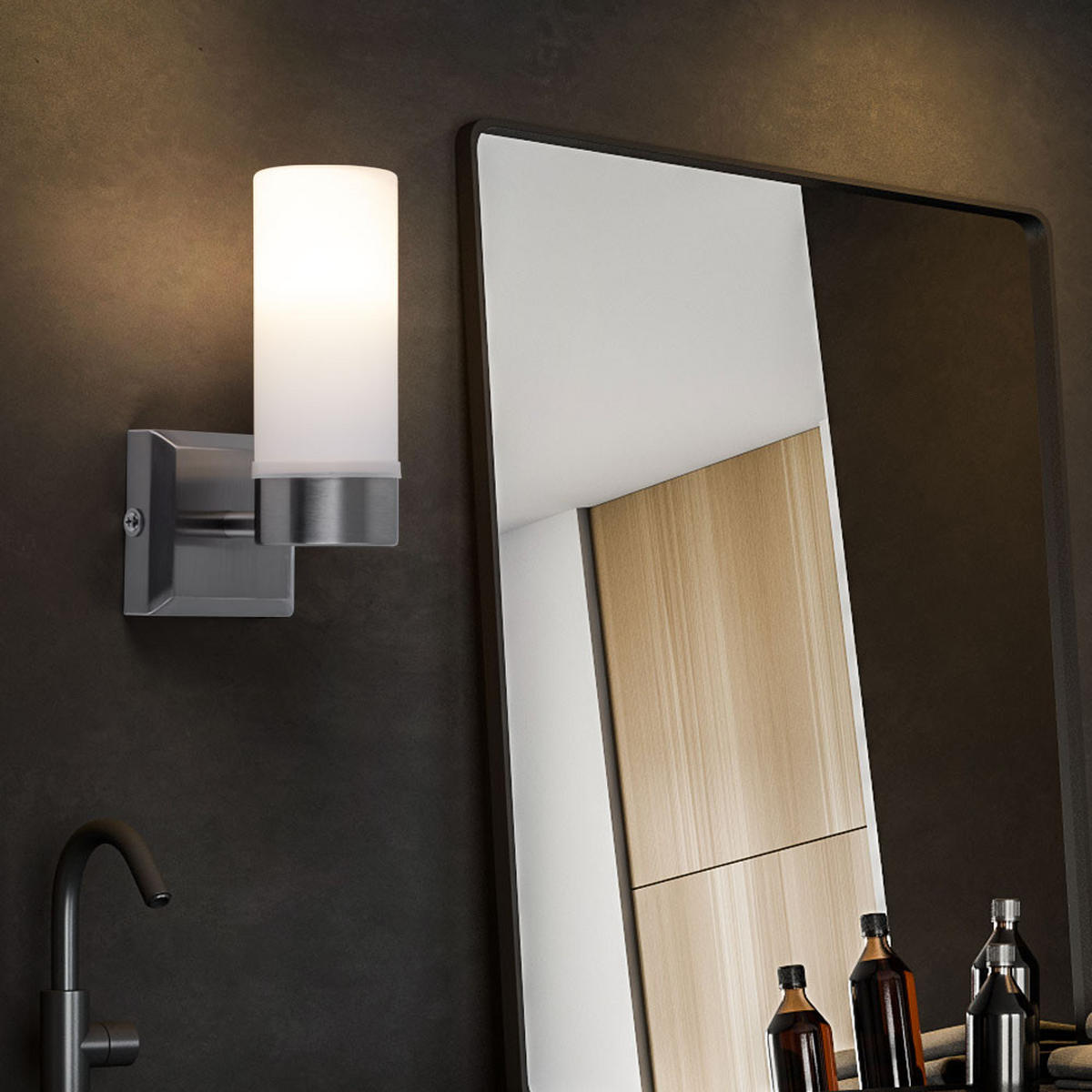 LED WANDLEUCHTE SPACE Silber Nickel-matt - Silberfarben, Glas (8/18.5/11.5cm) - Globo Lighting