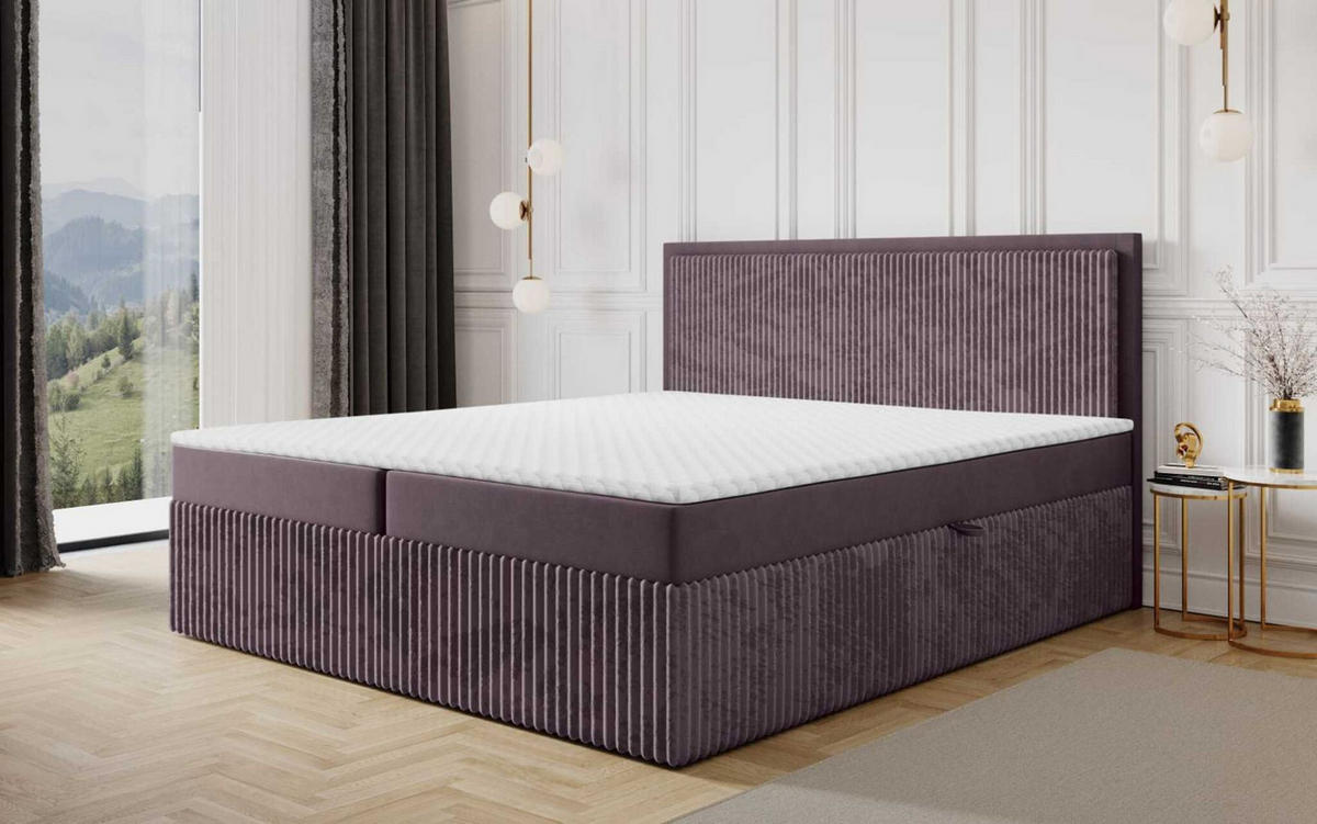 BOXBETT Hidis - Violett, Holzwerkstoff/Textil (140/200cm) - Fun Möbel