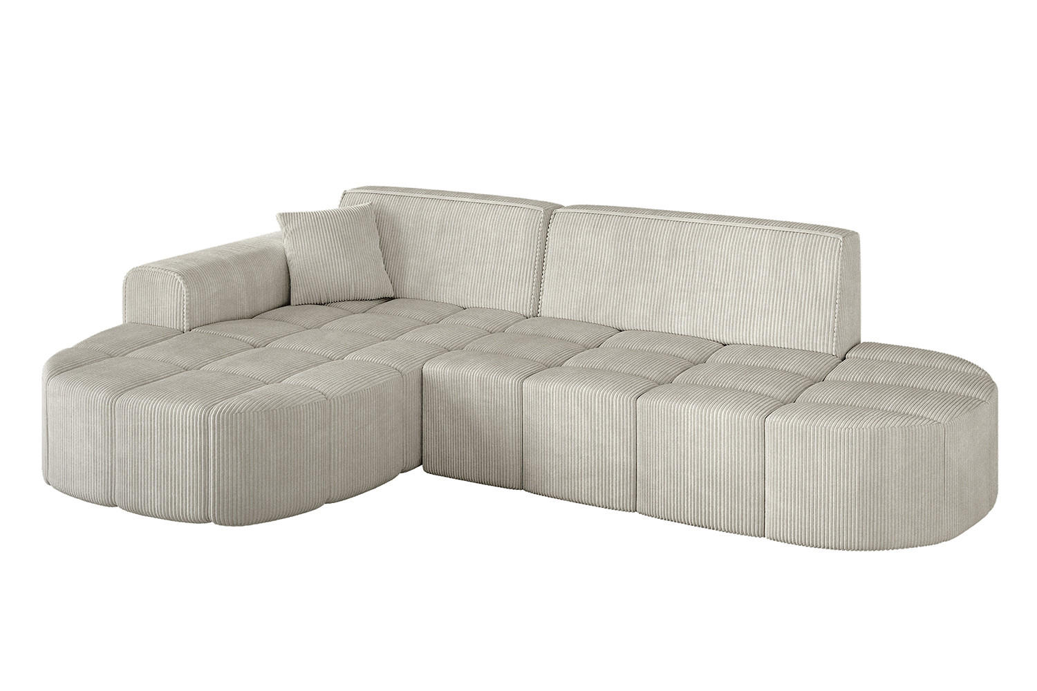 ECKSOFA Ottomane Links LIVO-L1 - 252x173x79,5 cm Creme - Hellgrau/Creme, Holzwerkstoff/Textil (252/173cm) - ALTDECOR