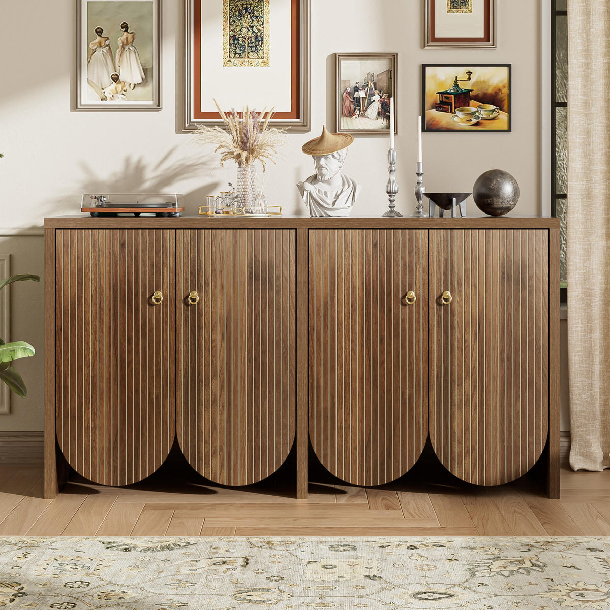 SIDEBOARD 147/40/80 cm Walnuss aus MDF mit 4 Türen - Walnussfarben, Holzwerkstoff (40/80/147cm) - OKMYHOME