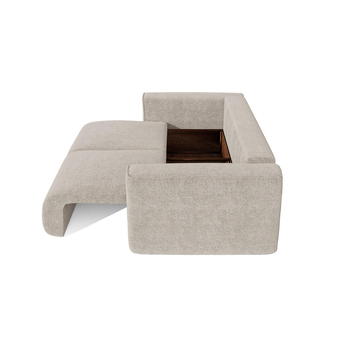 SCHLAFSOFA mit Stauraum COMO Bouclé-Stoff Beige 254cm - Beige, Textil (254/78/95cm) - Premium Interiors