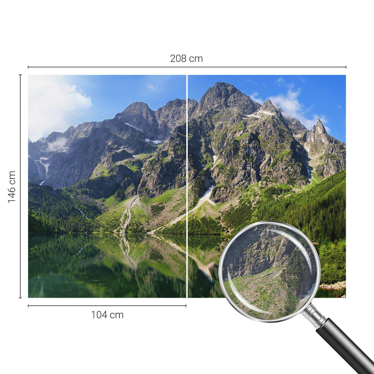 FOTOTAPETE 208x146 cm - Malerische Berge - Blau, Textil (208/146cm) - Wallfluent