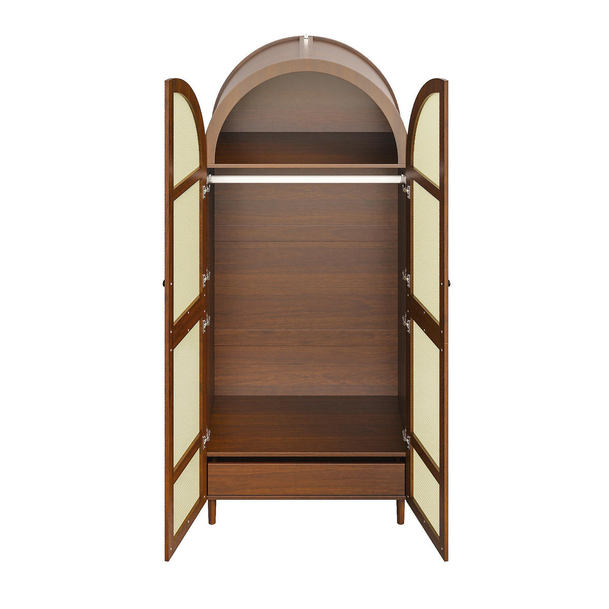 GARDEROBENSCHRANK DE-37614 80/50/179 cm mit Rattan-Türen Walnuss - Walnussfarben, Holzwerkstoff (80/179/50cm) - ComfortXL