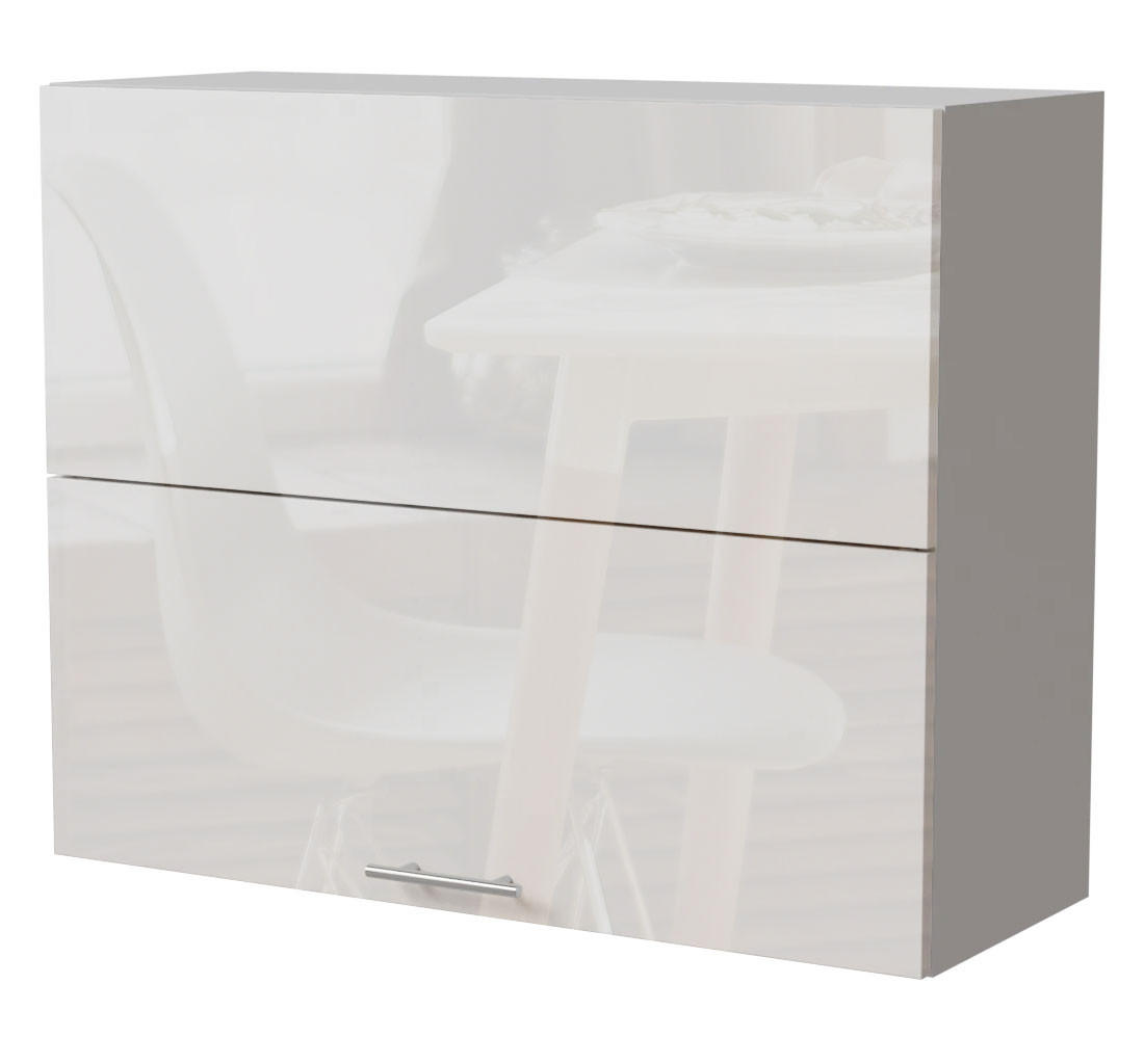 Feldmann-Wohnen Küchenhängeschrank Weiß Hochglanz, Weiß 90x72x32.5 cm