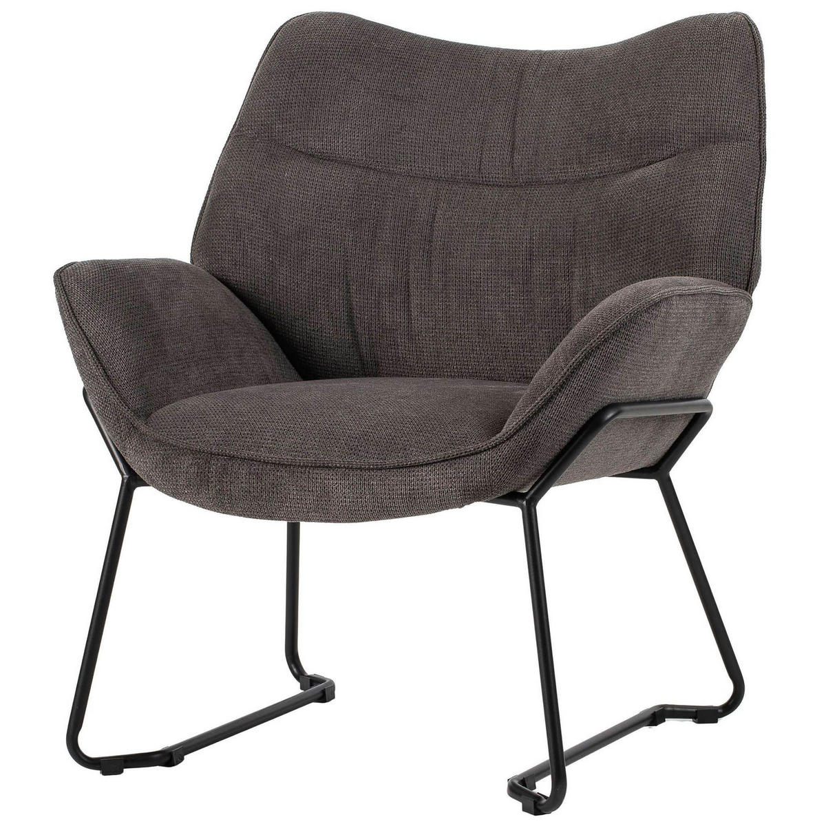 MÖBELSET Couchtisch Fermo, 2er Set Sessel Aliano dunkelgrau - Dunkelgrau/Schwarz, Holz/Textil (58/45/58cm) - bene living