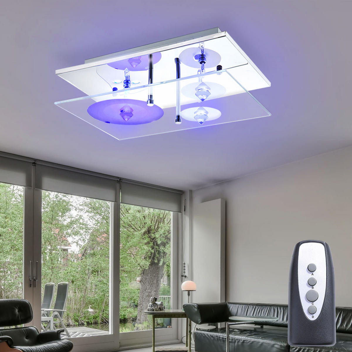 LED DECKENLEUCHTE Metall Silber mit RGB Farbwechsler - Silberfarben, Glas (30/20/10cm) - Globo Lighting
