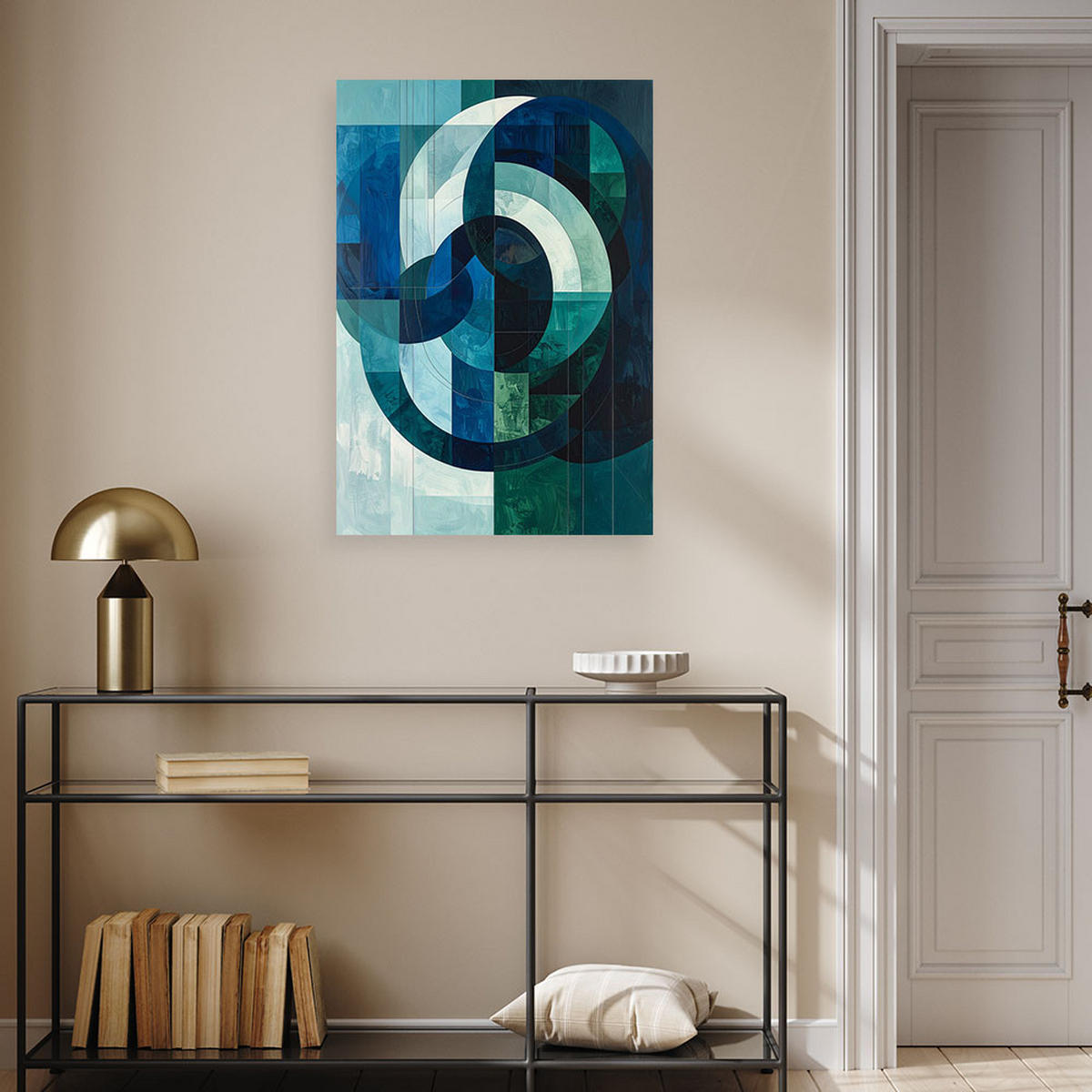 LEINWANDBILDER, Abstrakte Spirale in Türkis- und Marineblautönen - Blau, Textil (70/100cm) - Feeby