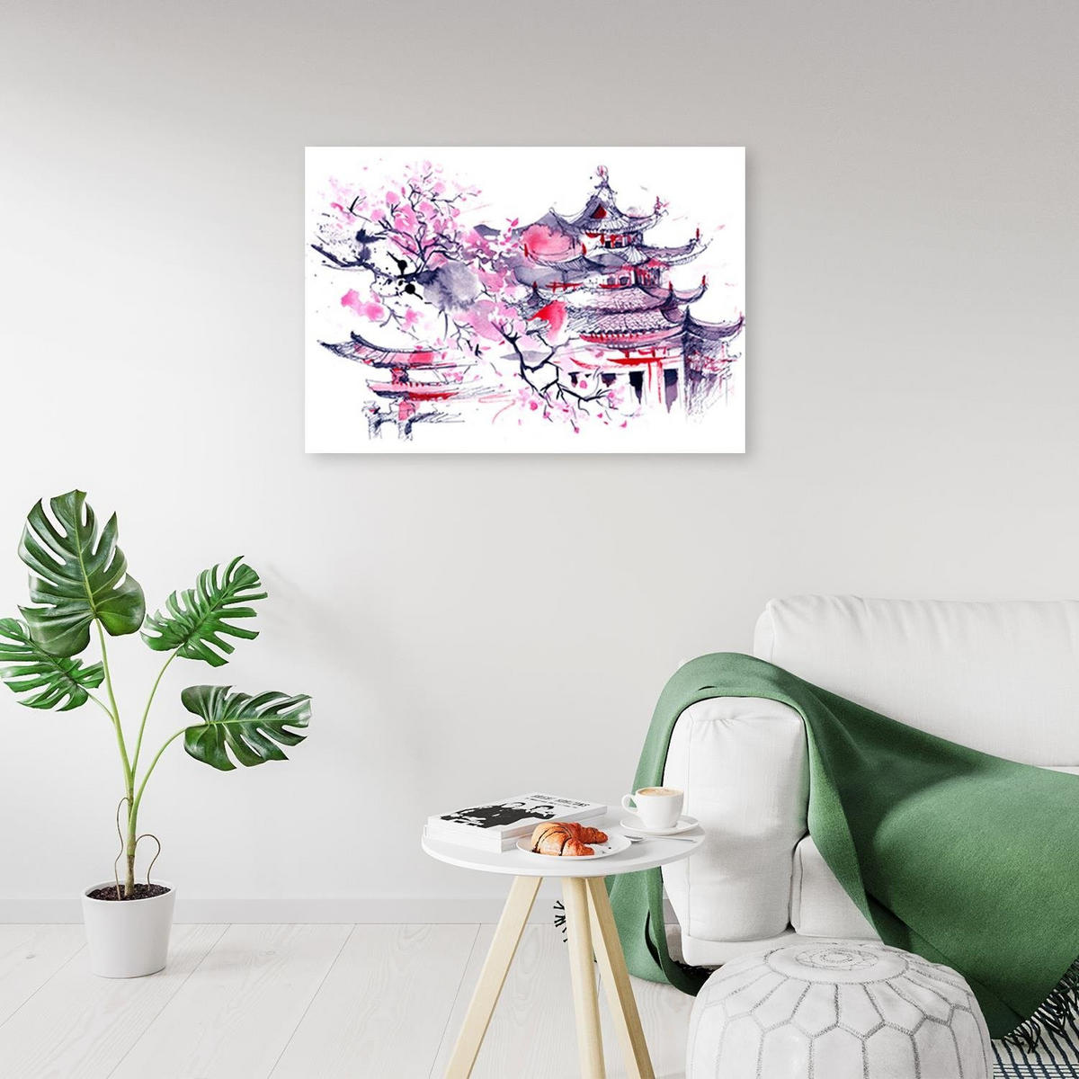 BILD Japan Aquarell - Rosa, Textil (60/40cm) - Feeby
