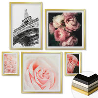 WANDBILDER 5er Set - 50x50 cm & 20x30 cm & 40x60 cm Goldrahmen - Berge, Wasser, wunderschöne Landschaften - Goldfarben, Kunststoff (40/60cm) - ArtPrintCave
