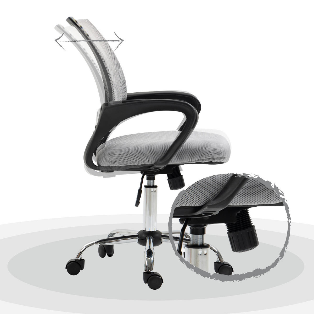 KINDERSCHREIBTISCHSTUHL CYDNEY Stoffbezug Grau - Grau, Textil (57/104/49cm) - SVITA