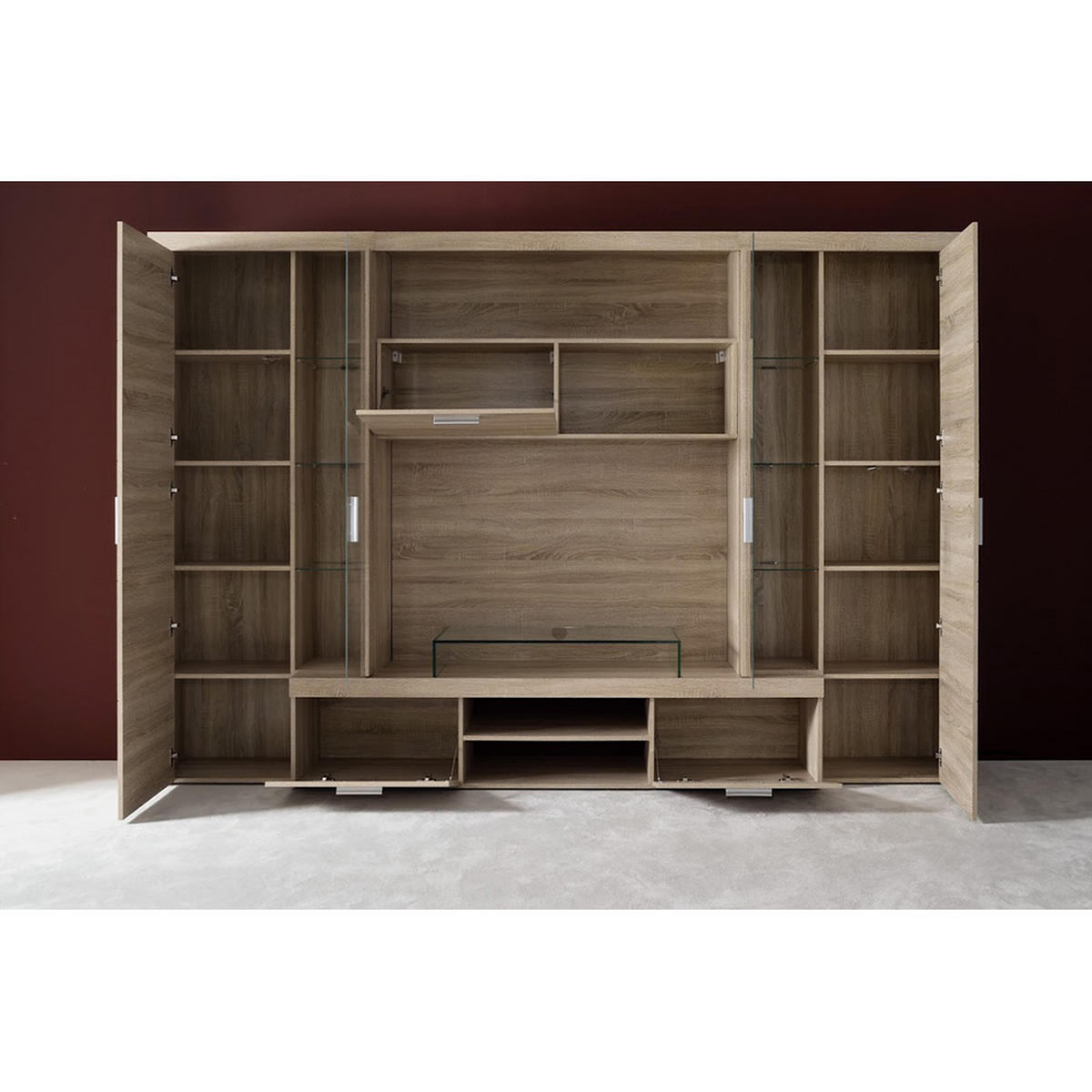 WOHNWAND Mondeo Eiche Sägerau Dekor - Eichefarben, Holzwerkstoff (291/197/41cm) - Trendteam