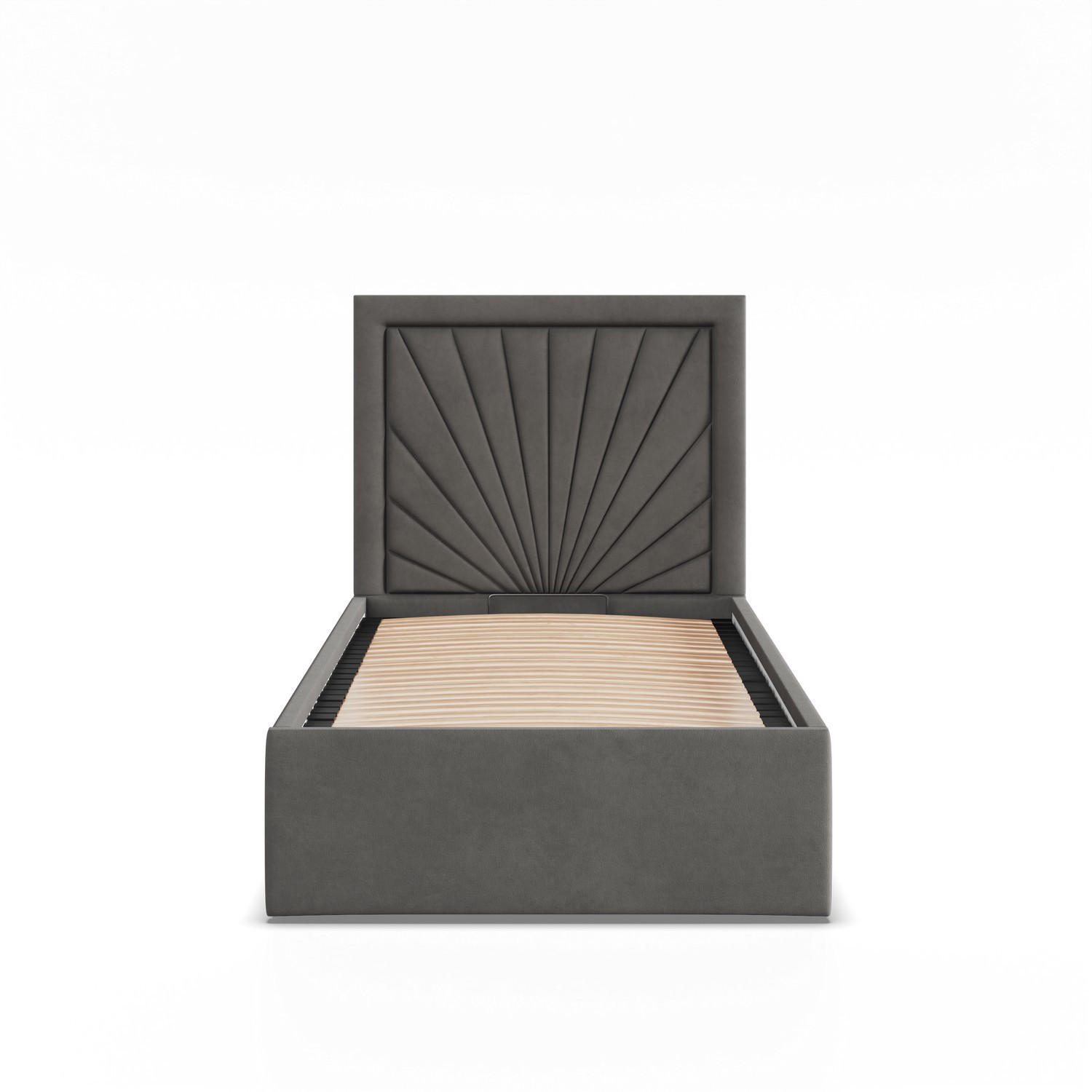 POLSTERBETT MIT KOPFTEIL 90x200 mit Bettkasten VASTO, Grau - Graphitfarben, Textil (90/200cm) - Mebligo