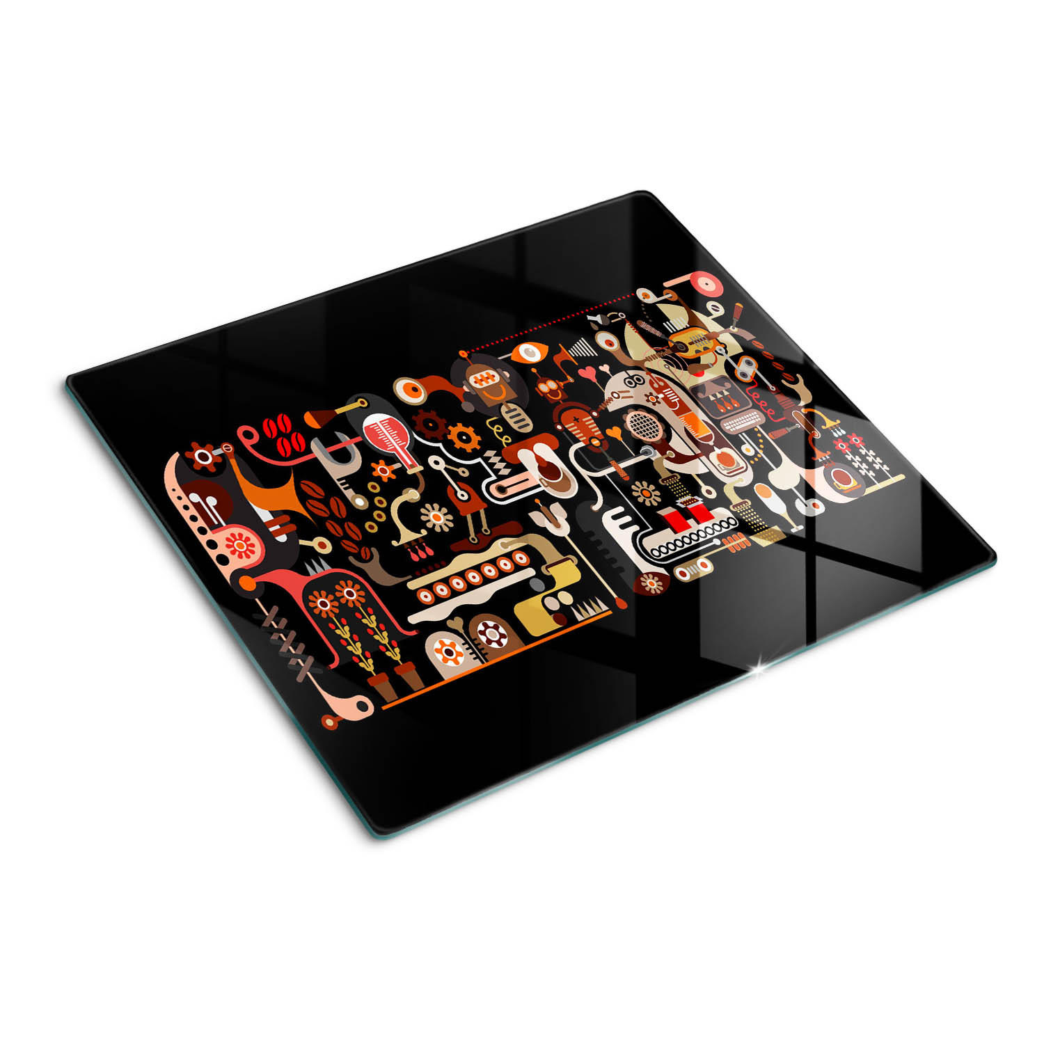 GLASPLATTE 60x52 cm Kaffeeproduktion - Hellgrau/Schwarz, Glas (60/0.4/52cm) - TULUP