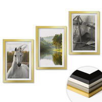 WANDBILDER 3er Set - 20x30 cm Goldrahmen - Natur des Flusses White Horses - Goldfarben, Kunststoff (20/30cm) - ArtPrintCave