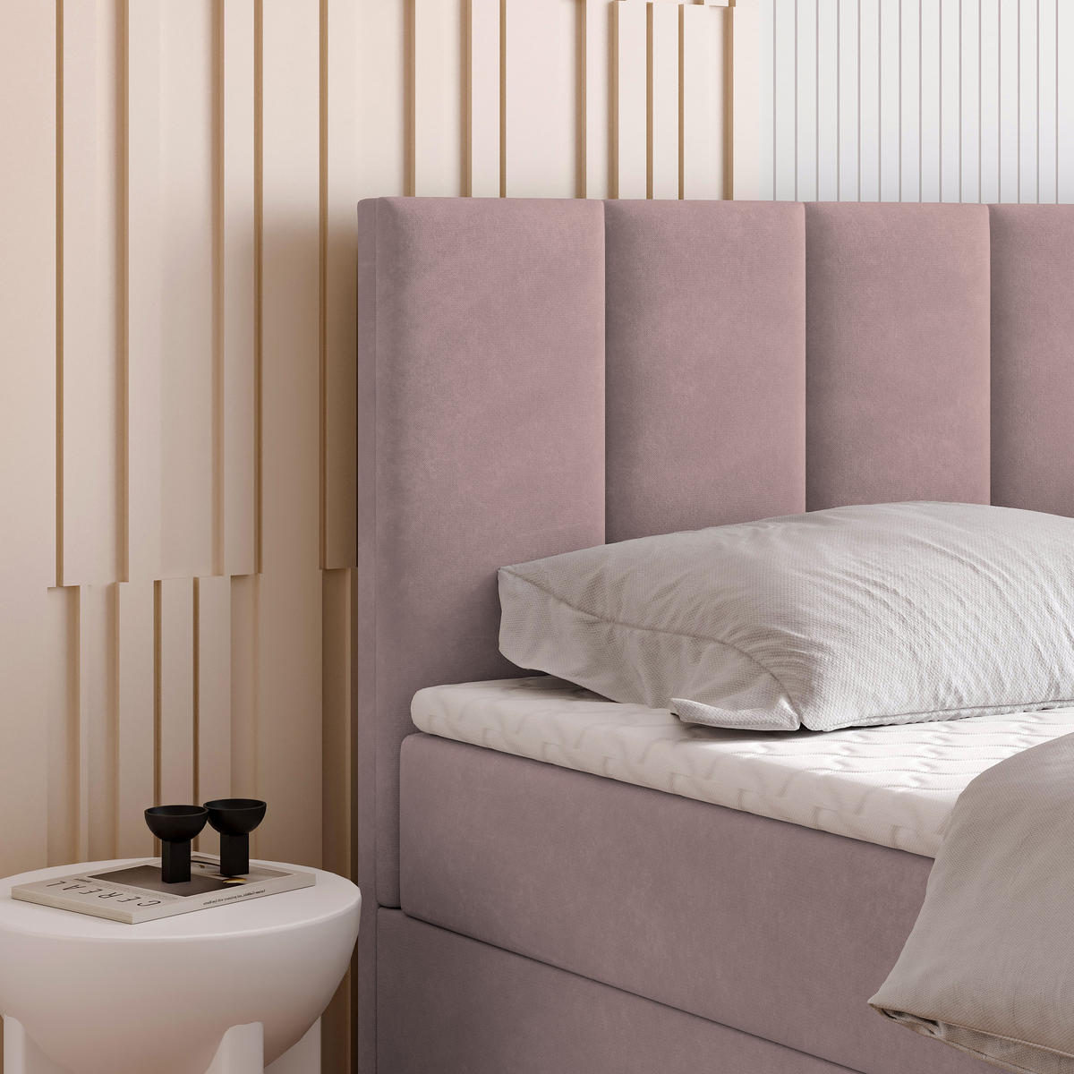 BOXBETT MERIL 140x200 cm mit Matratze und Topper - Rosa - Rosa, Holz (140/200cm) - MASSENO