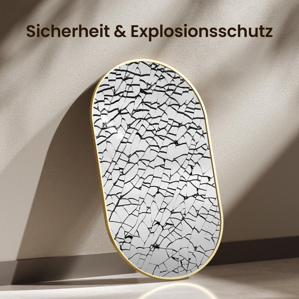 WANDSPIEGEL Glasspiegel Oval Gold 60/45/2 cm - Goldfarben, Glas (45/60/2cm) - EMKE