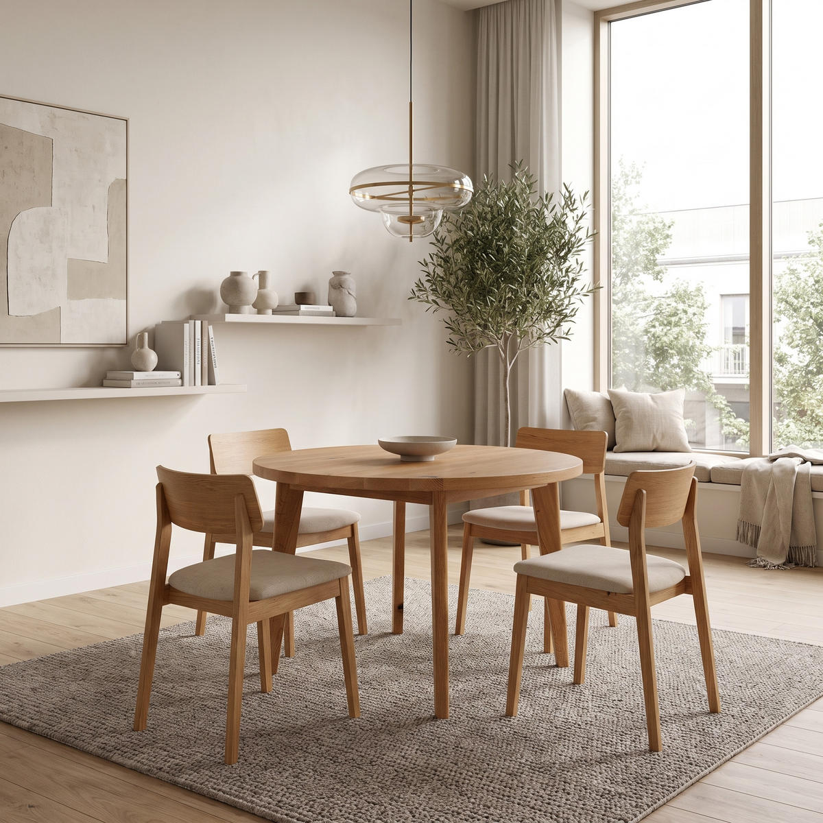 TISCH Ausziehbar Luna aus massivem Eichenholz 120 cm + Tischverlängerungen 2x45 cm - Eichefarben/Braun, Holz (120/120/75cm) - Danzz