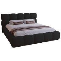 DOPPELBETT 200x200 Lucca mit Bettkasten, Stoff Bouclé, Schwarz - Schwarz, Holz/Textil (200/200cm) - Emporius