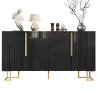 SIDEBOARD 152/40/75 cm mit 2 Türen, 4 Fächern und Kippschutz aus MDF, Schwarz - Schwarz, Holzwerkstoff (152/75/40cm) - Redom