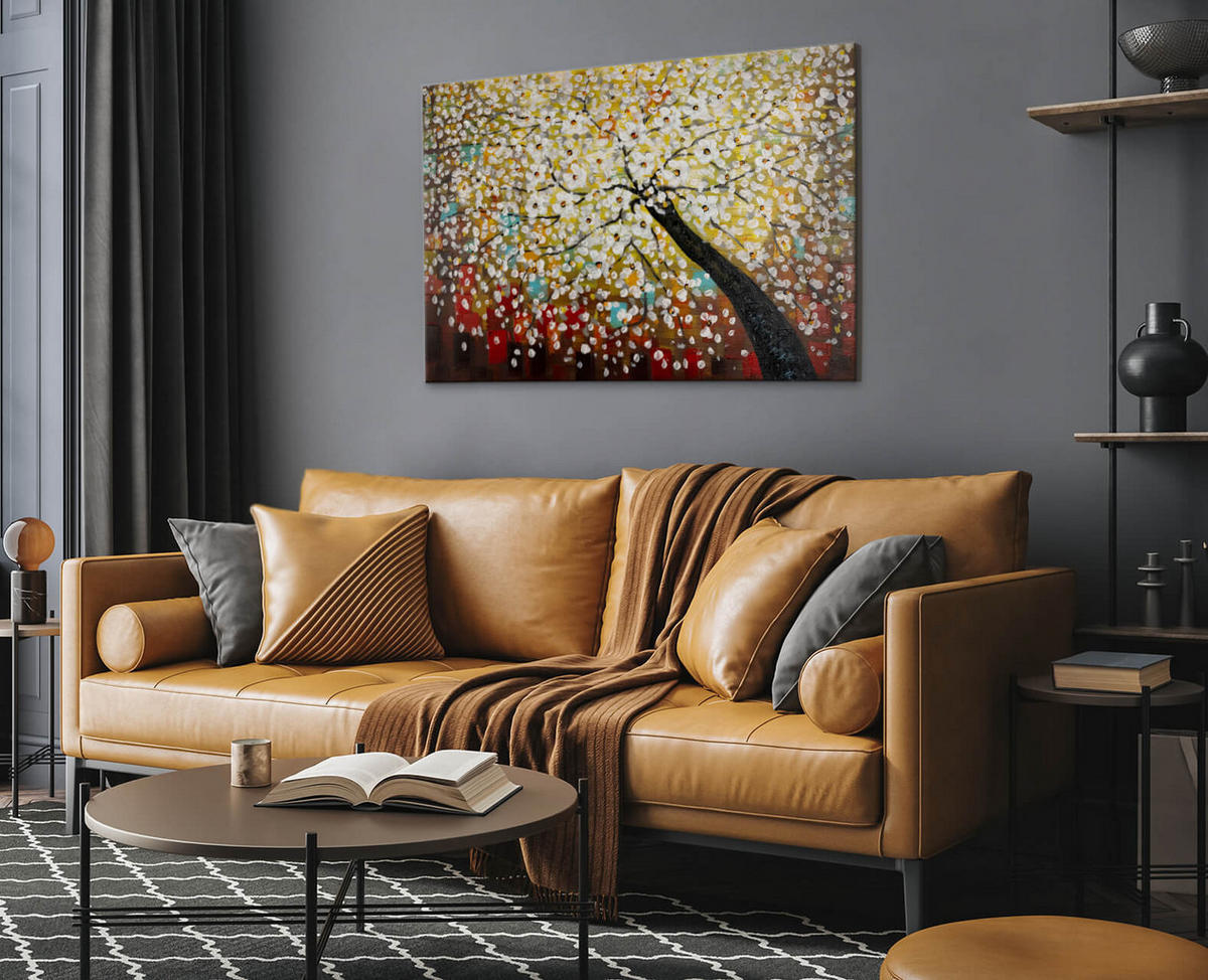 ÖLGEMÄLDE 120/80 cm - Blau/Gelb, Holz/Textil (120/80cm) - KUNSTLOFT
