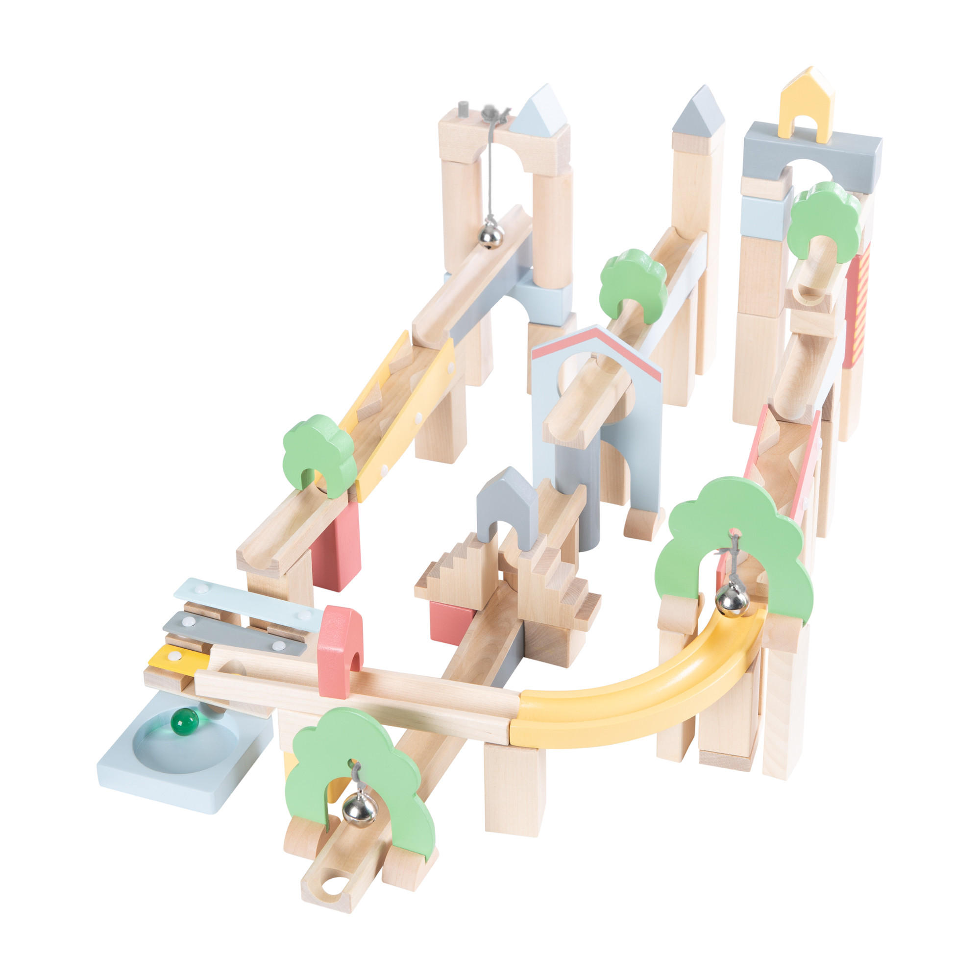 KUGELBAHN 80-teilig - Multicolor, Holz (60/40cm) - Roba