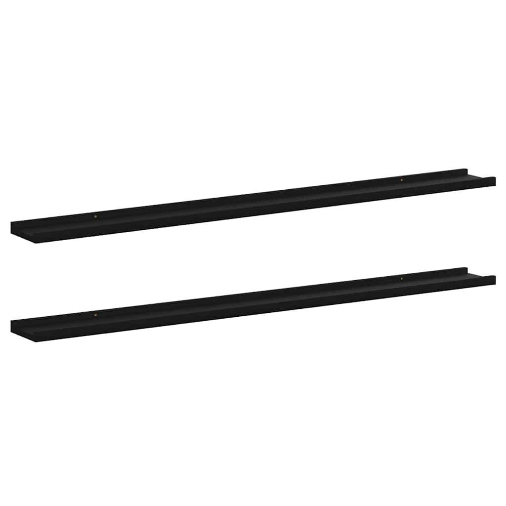 WANDREGALSET 4-teilig 115/9/3 cm aus MDF Schwarz Max. Belastbarkeit 5 KG - Schwarz, Holzwerkstoff (115/3/9cm) - vidaXL