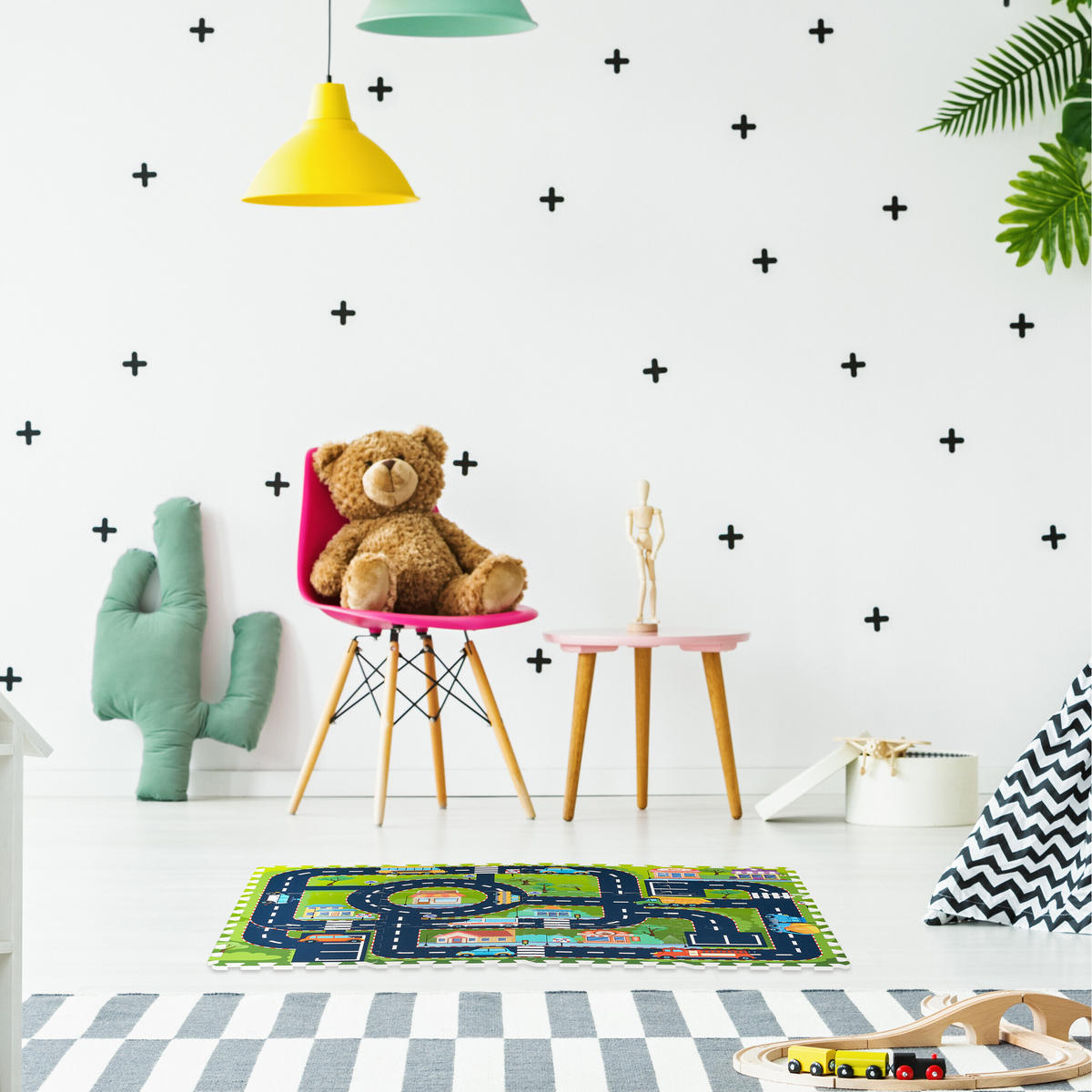 PODLOŽKA Barevná 12-dílná EVA pěna - různobarevná, textil (30/30cm) - Relaxdays