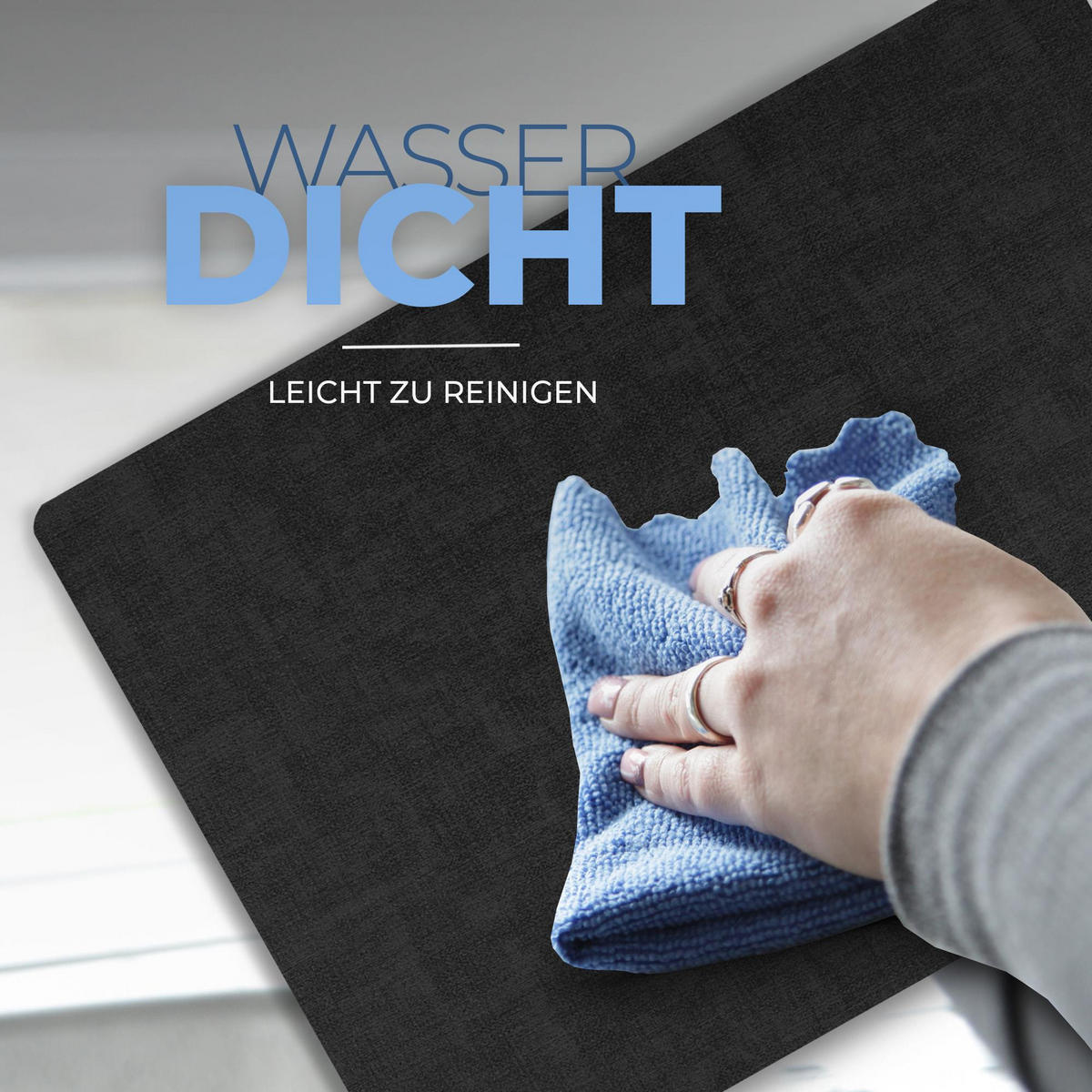 PLATZSET Lederimitat Schwarz/Hellgrau (Struktur) 4er Set - Hellgrau, Kunststoff (33/46cm) - Bestlivings