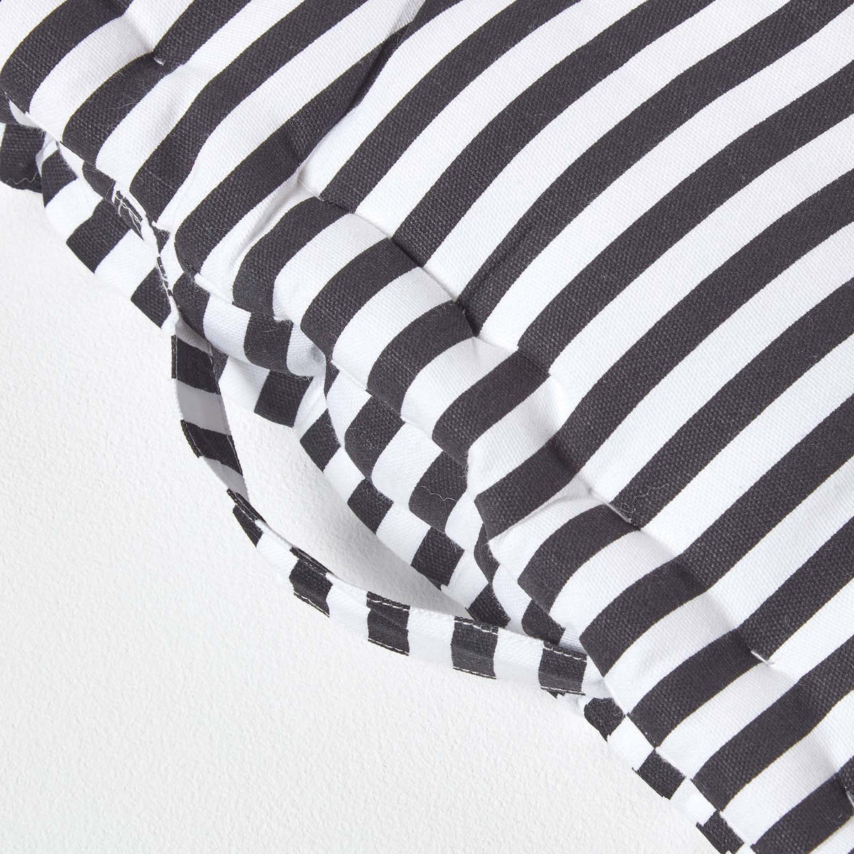 SITZKISSEN schwarz-weiß gestreift 40/40/8 cm - Schwarz, Textil (40/40/8cm) - Homescapes