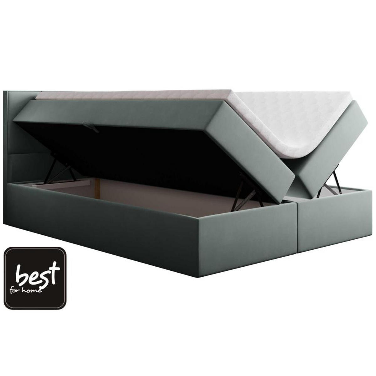 BOXBETT Jubilee Bonellfederkern inkl. Topper - Mintgrün, Holz/Holzwerkstoff (160/200cm) - Best For Home