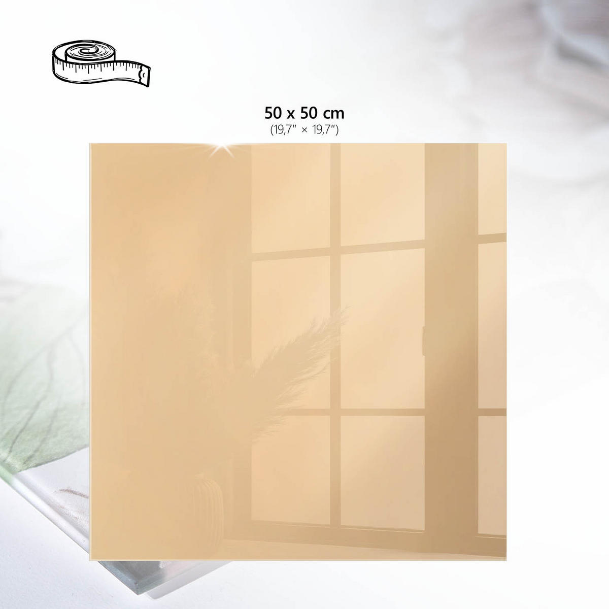 TISCHPLATTE 50x50 cm – Beige-Subtilität - Weiß, Glas (0.4/50/50cm) - Wallfluent