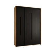 SCHWEBETÜRENSCHRANK 235,2/170/45 3-türig - Schwarz/Eiche Artisan, Holz/Metall (170/235/45cm) - Abiks Möbel