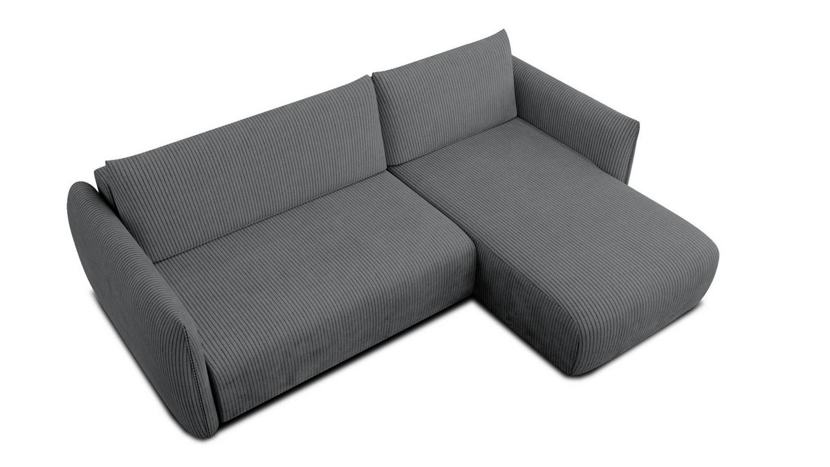 ECKSOFA TAUER 3-Sitzer links, dunkelgrau - Dunkelgrau/Schwarz, Holz/Textil (248/173cm) - Courtois Laville