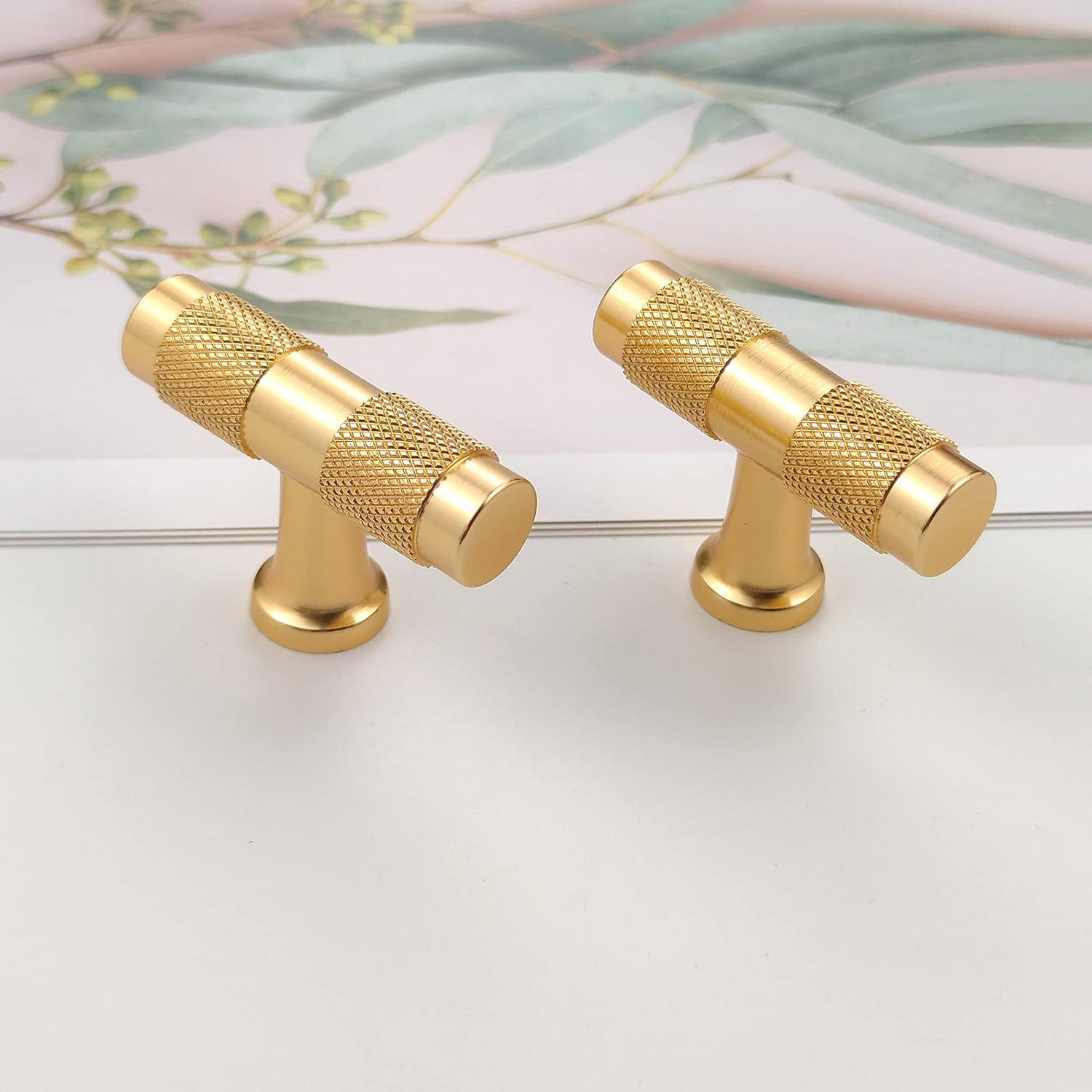 SCHRANKKNOPF Messing T-Form 2er-Set - Goldfarben, Metall (1.2/3/5cm)